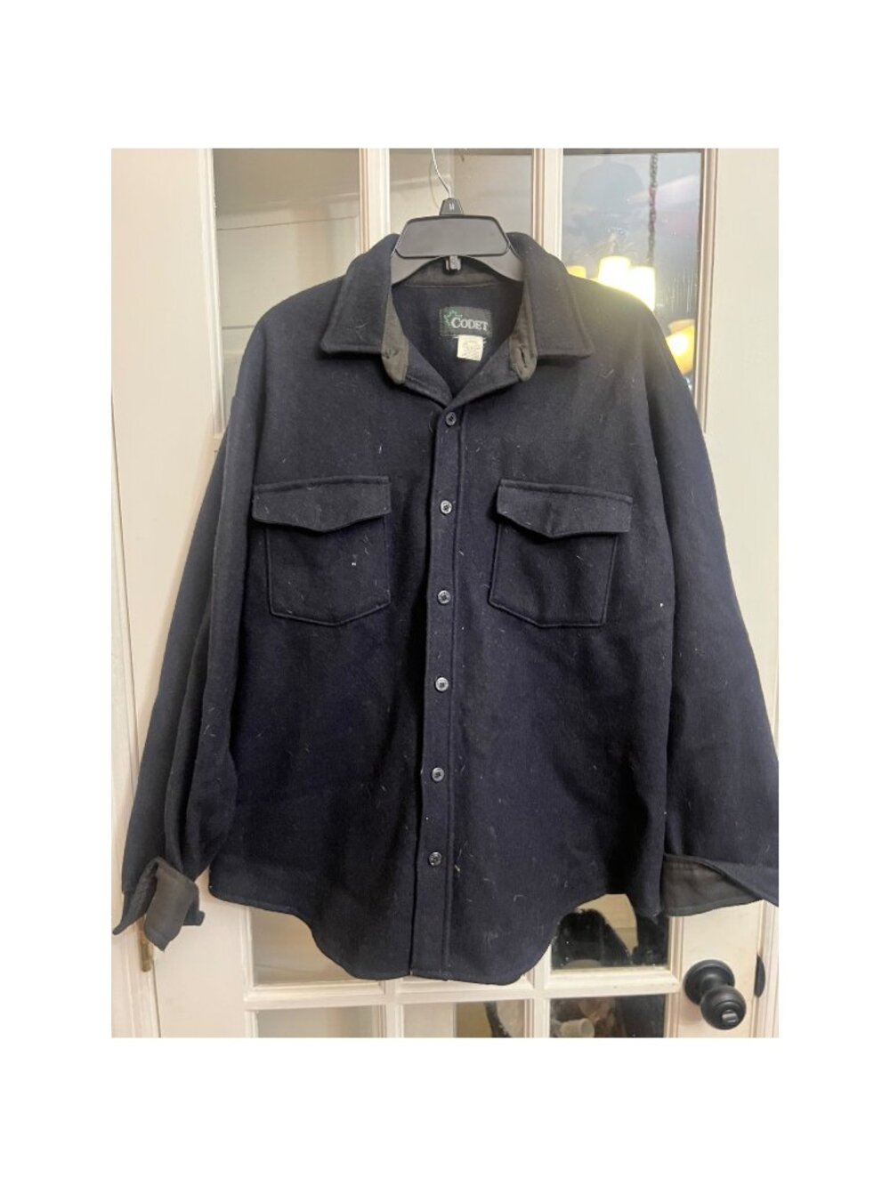 VTG CODET USA Men's Large Blue CPO Navy Wool Mackinaw Field Shirt Jacket.    Jj